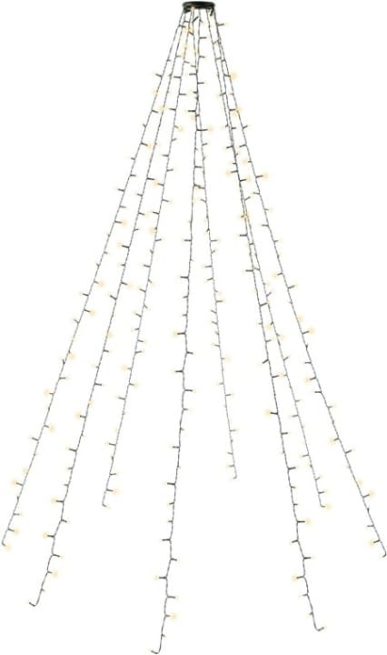 Goobay 280 LED overcast juletrebelysning med ring med timer og minnefunksjon, 8 lysmodi, 24 V ekstern transformator, varmhvit (3000 K), for innendørs og utendørs bruk (IP44)