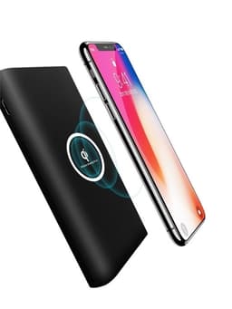 Powerbank 10000 mAh med trådløs opladning via Qi - Sort
