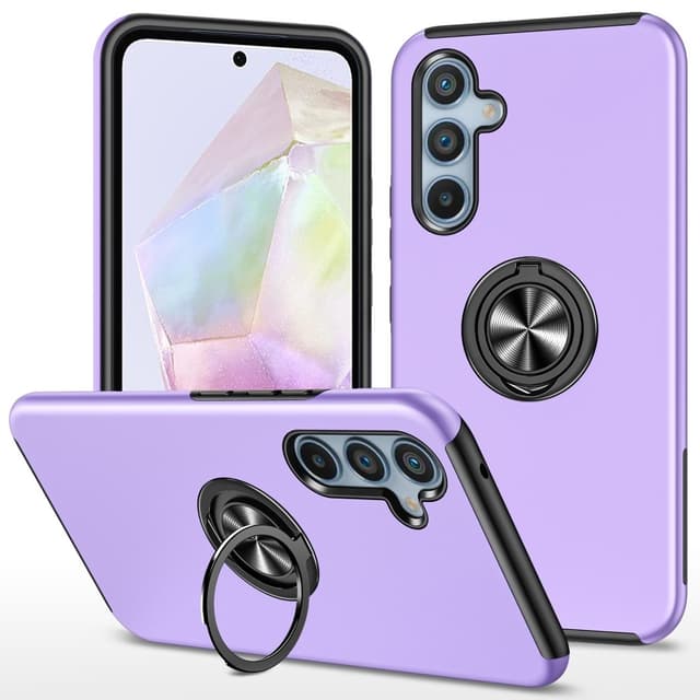 Samsung Galaxy A35 Hybrid skal med Finger Ring - Lila