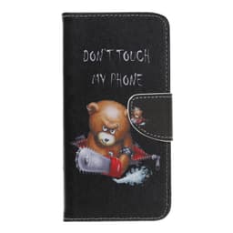 Pattern Lompakkokotelo Samsung Galaxy A70 - Ruskea Bear and Warning Words