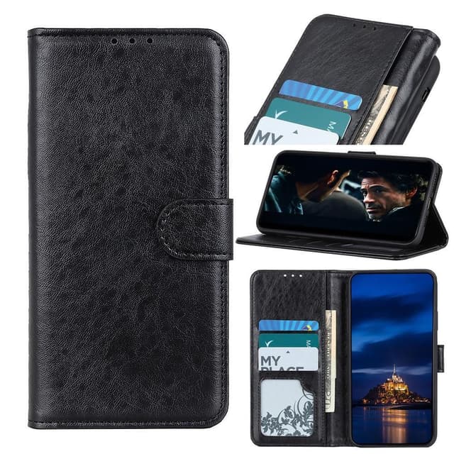 Crazy Horse Pung Standetui til Samsung Galaxy A21s - Sort