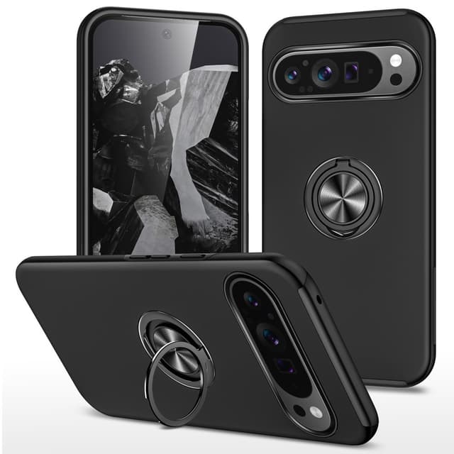 Till Pixel 9 Pro XL Hybrid skal med Finger Ring - Svart
