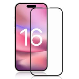 AMORUS iPhone 16 Karkaistu Lasi Täysnäytön Suoja Silkkipainoreuna - Musta