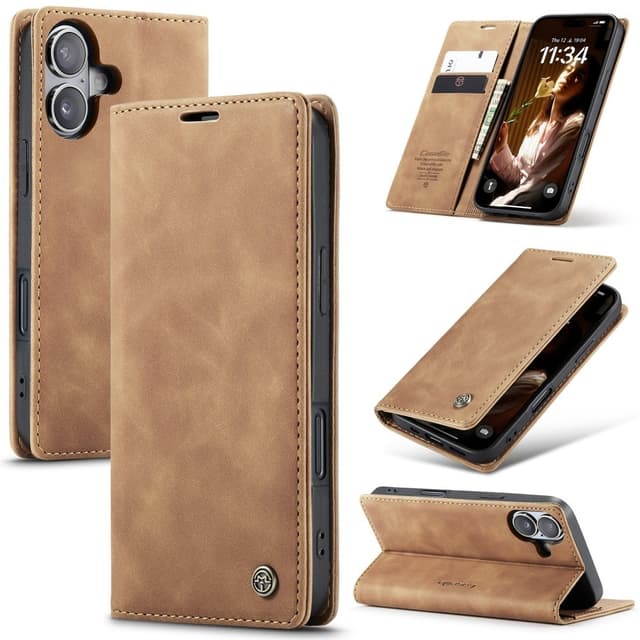 CASEME Lommebok-deksel iPhone 16 - Brun