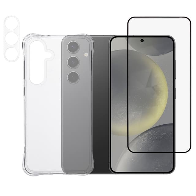 För Samsung Galaxy S24 FE TPU Skal med Härdat Glas Skärmskydd och Kameralinsfilm