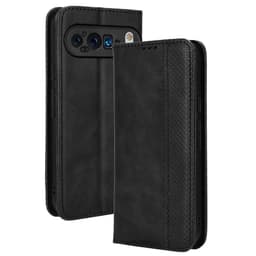 Til Google Pixel 9 Pro XL Stand Phone Case Fuld Protection Pung Cover - Sort