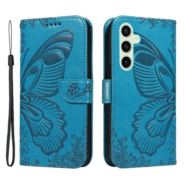 Til Samsung Galaxy S24 FE Etui Stand Tegnebog Etui Sommerfuglemønster