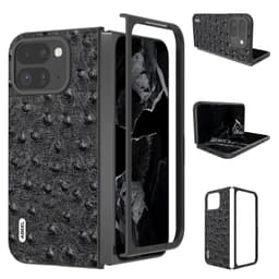 ABEEL för Google Pixel 9 Pro Fold 5G Fodral Kohud + PC Telefonfodral med Strutstextur - Svart