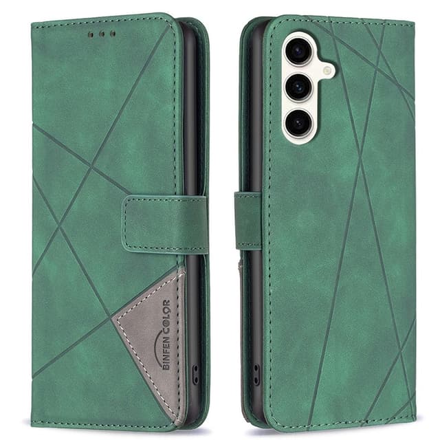 BINFEN COLOR För Samsung Galaxy S24 FE Stötsäkert Plånboksfodral – Grön