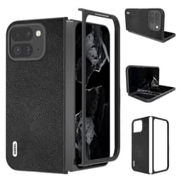 ABEEL Google Pixel 9 Pro Fold 5G Puhelimen Suojakuori Litchi-kuvioinen Aito Nahka - Musta