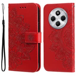 Till Xiaomi Redmi 14C Plånboksfodral med Blommigt Mönster - Röd