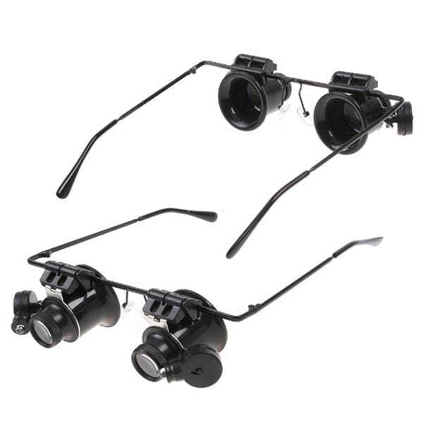 Forstørrelsesglass x20 med LED-belysning