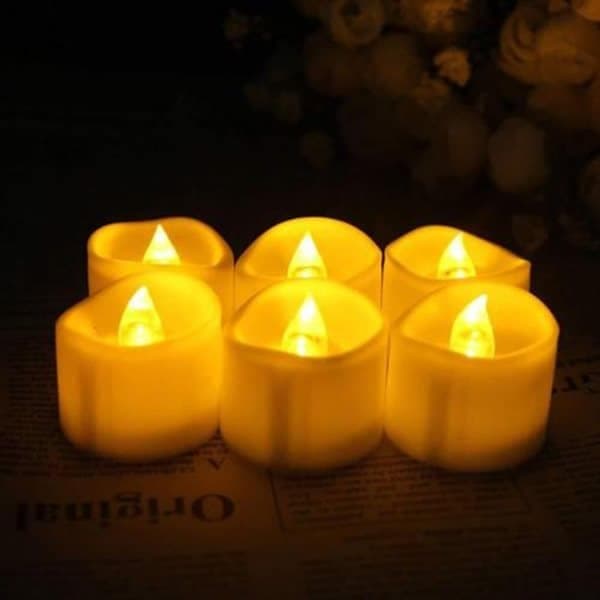 LED Värmeljus med flammande / flämtande låga - 12-pack med batteridriven design