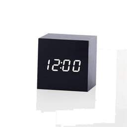 Vækkeur i træ med LED-display - Svart / Hvid