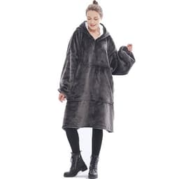 Oversized hoodie med känguruficka och luva - Grå