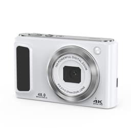 4K HD digitalkamera med front- og bagkamera og stabilisering White