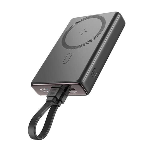 Joyroom Powerbank 10000 mAh med trådløs lading 20 W + Lightning - USB-C-kabel - Svart