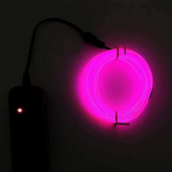 Batteridriven Led Wire Neon slinga 3 Meter - Cerise
