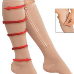 Kompressionsstrumpor med dragkedja och öppen tå i nylon/spandex beige