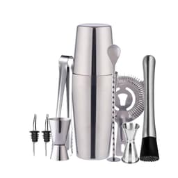 Cocktailsæt Dobbelt shaker 750ml Rustfrit stål Sølv 10 dele