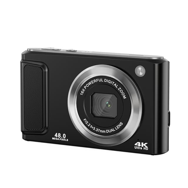 4K HD digitalkamera med fram- och bakkamera och stabilisering Black