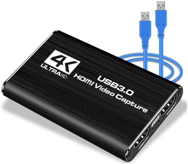 NÖRDIC Videoopptaksadapter USB3.0 HDMI-utgang 4K 60Hz HDMI med sløyfemikrofon og lydutgang HDMI-signalsløyfeutgang