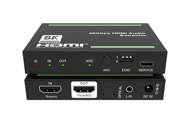 NÖRDIC 8K HDMI 2.1 ARC Extractor - SPDIF + 3,5 mm ekstraksjon, HDMI CEC Dolby Digital/DTS, Atmos, Dolby Vision, HDR10+