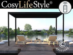 Pergola pavillon San Fernando, 3x3m, Sort/Mørkegrå