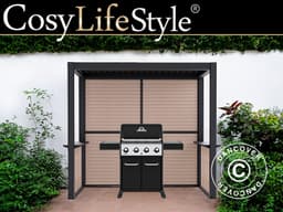 Komplet grillpergola San Juan, 2,5x1,5x2,3m, Sort/Træ-l