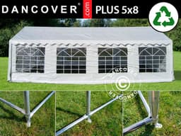 Partytelt PLUS 5x8m PE, Hvid + Bundramme