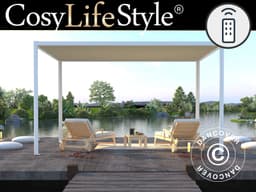 Pergola pavillon San Fernando, 4x4m, Hvid/Beige