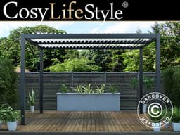 Bioklimatisk pergola pavillon San Pablo, 3x4m, Sort/Hvi