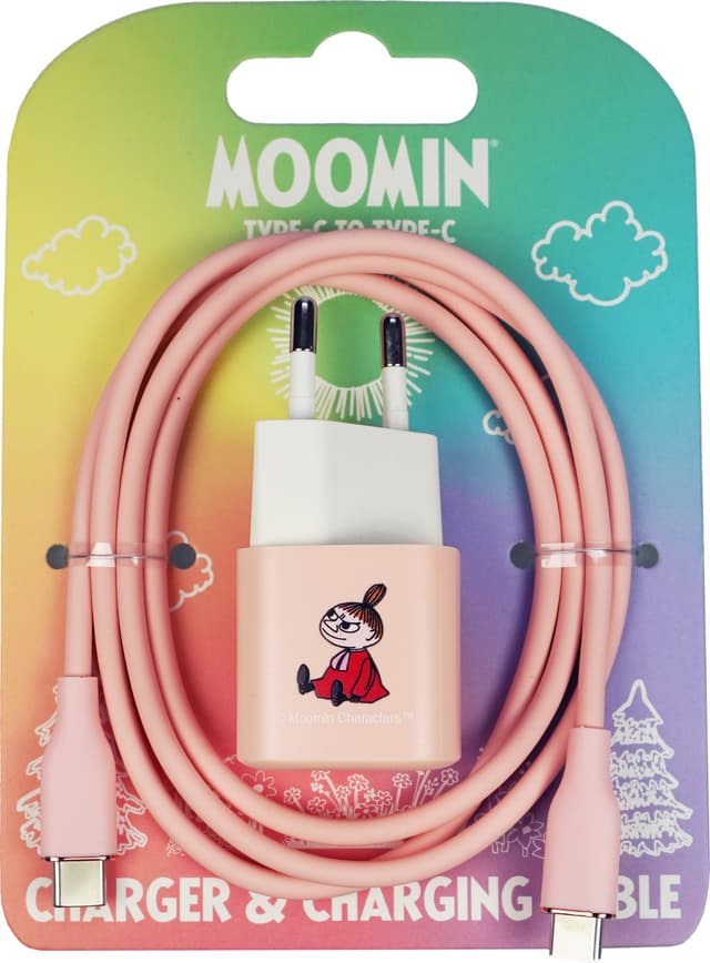 Moomin 20W USB-C- till USB-C väggladdare 1 m (rosa)