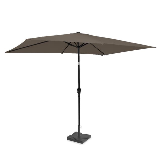 VONROC Premium parasoll Rapallo 200x300cm - Inkl. parasollfot & parasollöverdrag - rektangulärt parasoll - Tiltbart - UV-beständig duk - Taupe