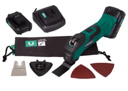 Akku-Multiwerkzeug VPower 20V, Komplettset mit 2x 2.0Ah Akku, Schnellladegerät, Zubehör und Aufbewahrungstasche