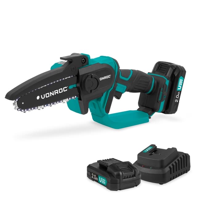 VONROC Kædesav 20V - Mini - 152mm | Inkl. 2x 2.0Ah akku og oplader
