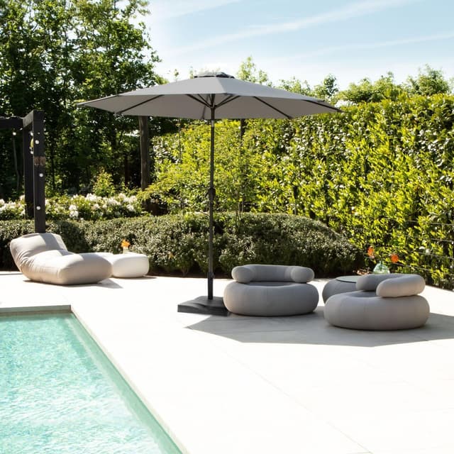 VONROC Parasol inclinable rond 3m -Voile protection solaire UPF indice 50 - Anthracite-noir - Recanati pas cher