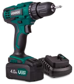VONROC Bore-/skruemaskine 20V | Inkl. 4.0Ah akku og oplader