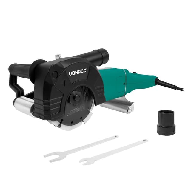 VONROC Pro Betongspårfräs – 2400W – 150mm – 3-i-1 blad | Inkl. Adapter för dammsugare
