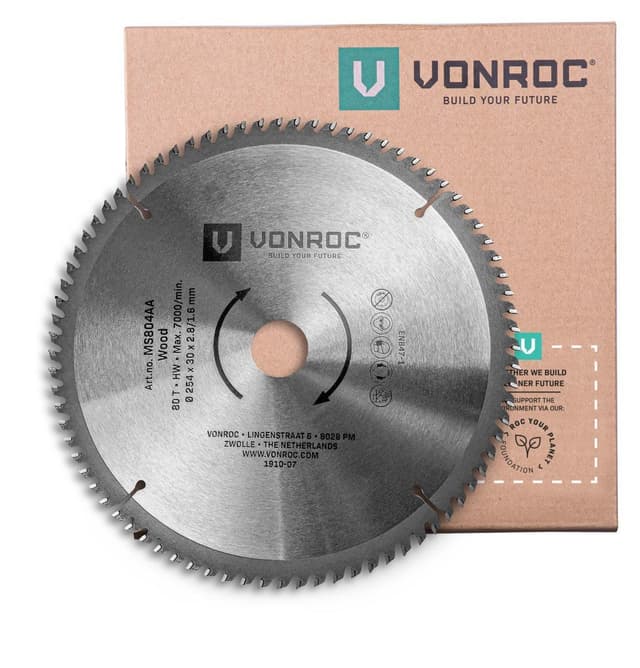 VONROC Sågblad för geringssåg 254 x 30mm – 80T | Universal