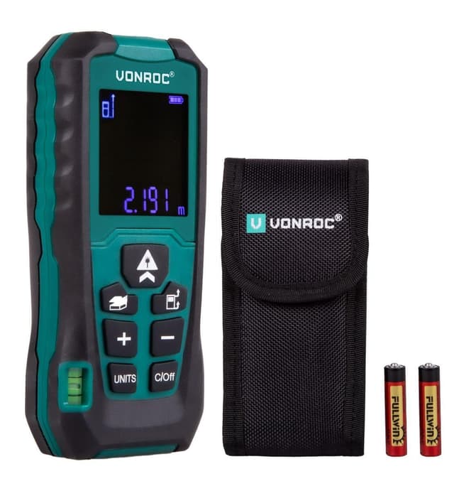 VONROC Laser - afstandsmåler 60m | Batteridrevet | Inkl. 2x AAA batteri
