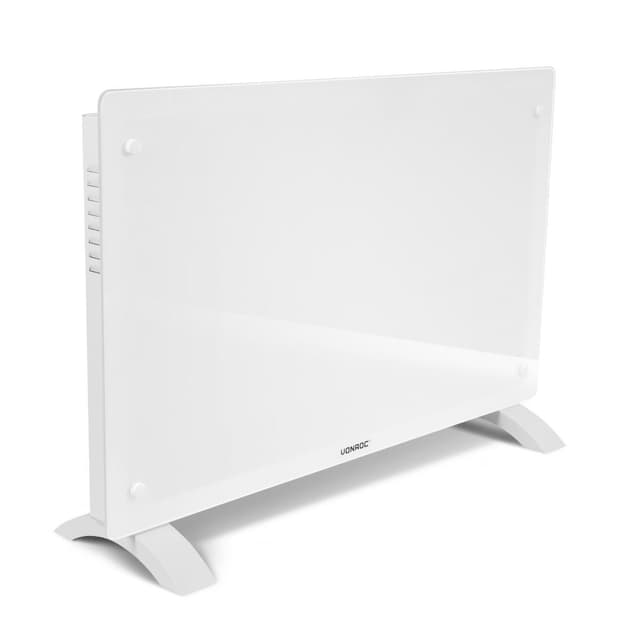 VONROC Lyxigt konvektorelement med glaspanel –  2000W – Vit | Wifi