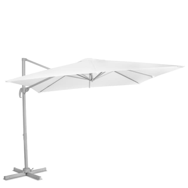 VONROC Premium hängparasoll parasoll Pisogne 300x300cm - Inkl. parasollöverdrag - Fyrkantigt - 360° vridbart - Tiltbart - UV-beständig duk - Vit