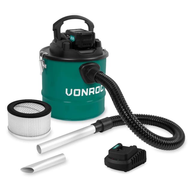 VONROC Askestøvsuger 20V - 12L beholder – HEPA filter | Inkl. 4.0Ah akku og oplader