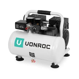 VONROC PRO Kompressor - 750W | 8 BAR | Støjsvag - 57,5dB | Oliefri - 6 Liter - Hvid
