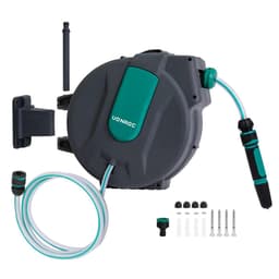 VONROC Automatisk slangerulle - 25m - Vægmonteret - 180° Drejbar - Inkl. 25m haveslange, dyse og koblinger
