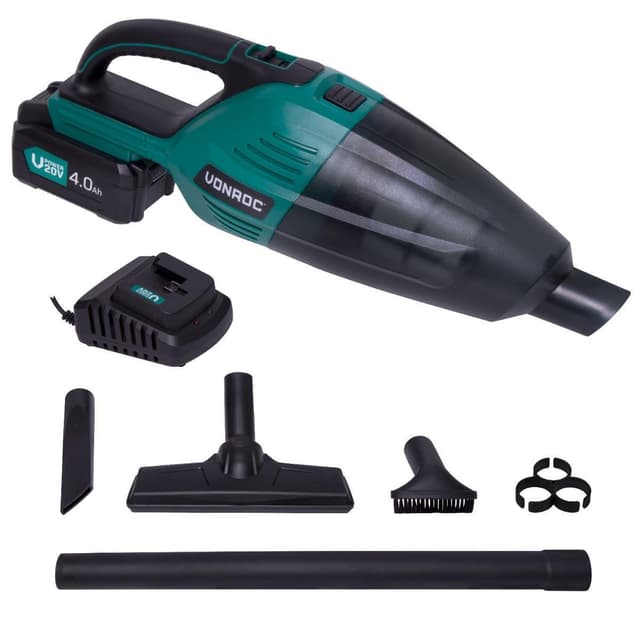 VONROC Kraftfull batteridriven dammsugare 20V – 4.0Ah | Inkl. batteri och snabbladdare