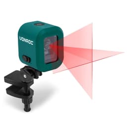 VONROC Laser 4V -  Genopladelig krydslinjelaser - Rød - Selvnivellerende - 10 meter rækkevidde | Inkl. USB-C oplader og universel klemme