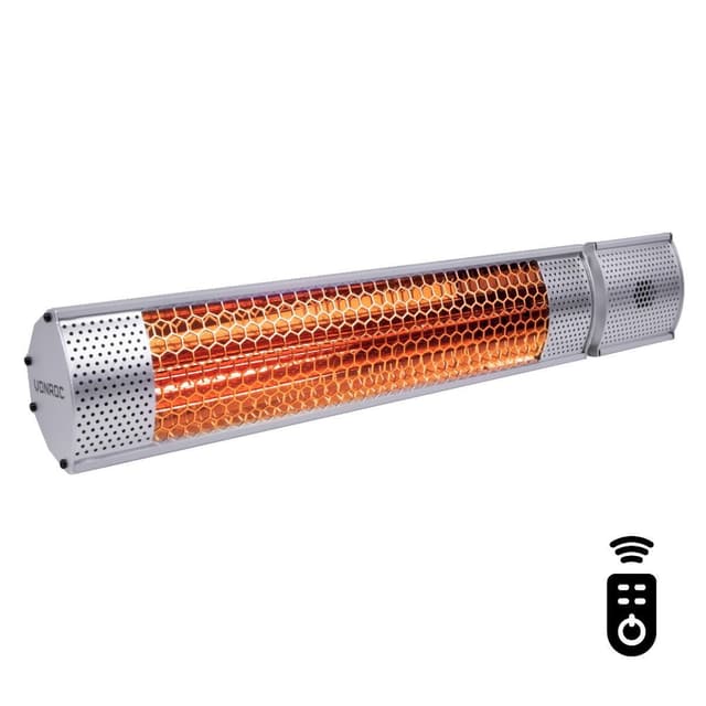 VONROC Terrassevarmer - Marsili  - 2000W | Sølv | Inkl. Fjernbetjening.