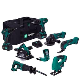 VONROC Værktøjssæt Power 20V - 4.0Ah | Inkl. 7 maskiner, 2 batterier og en oplader